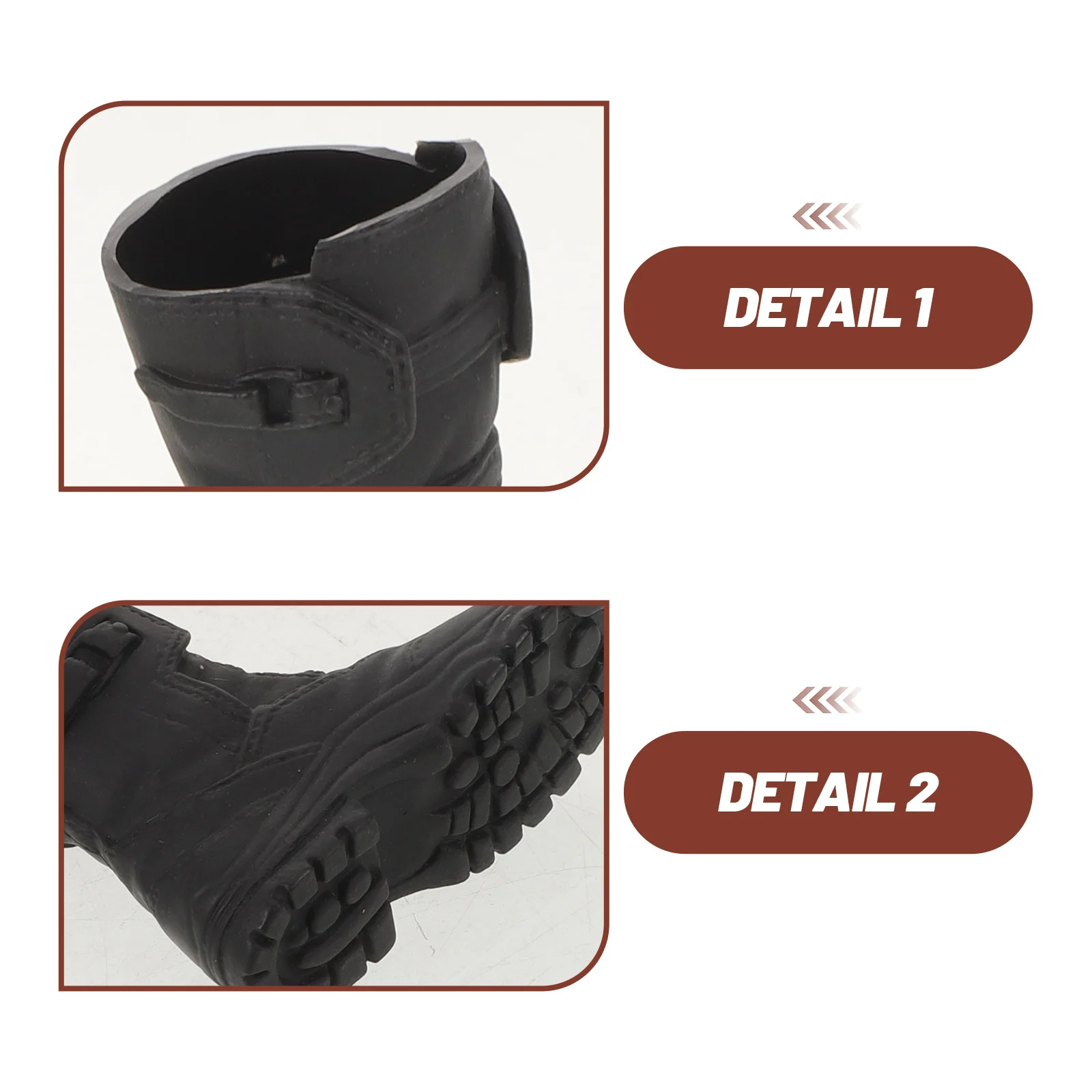 زوج واحد من الأحذية السوداء المصغرة لشخصيات الحركة بمقياس 1/6، أحذية جندي خفيفة الوزن ومتينة من البلاستيك #2