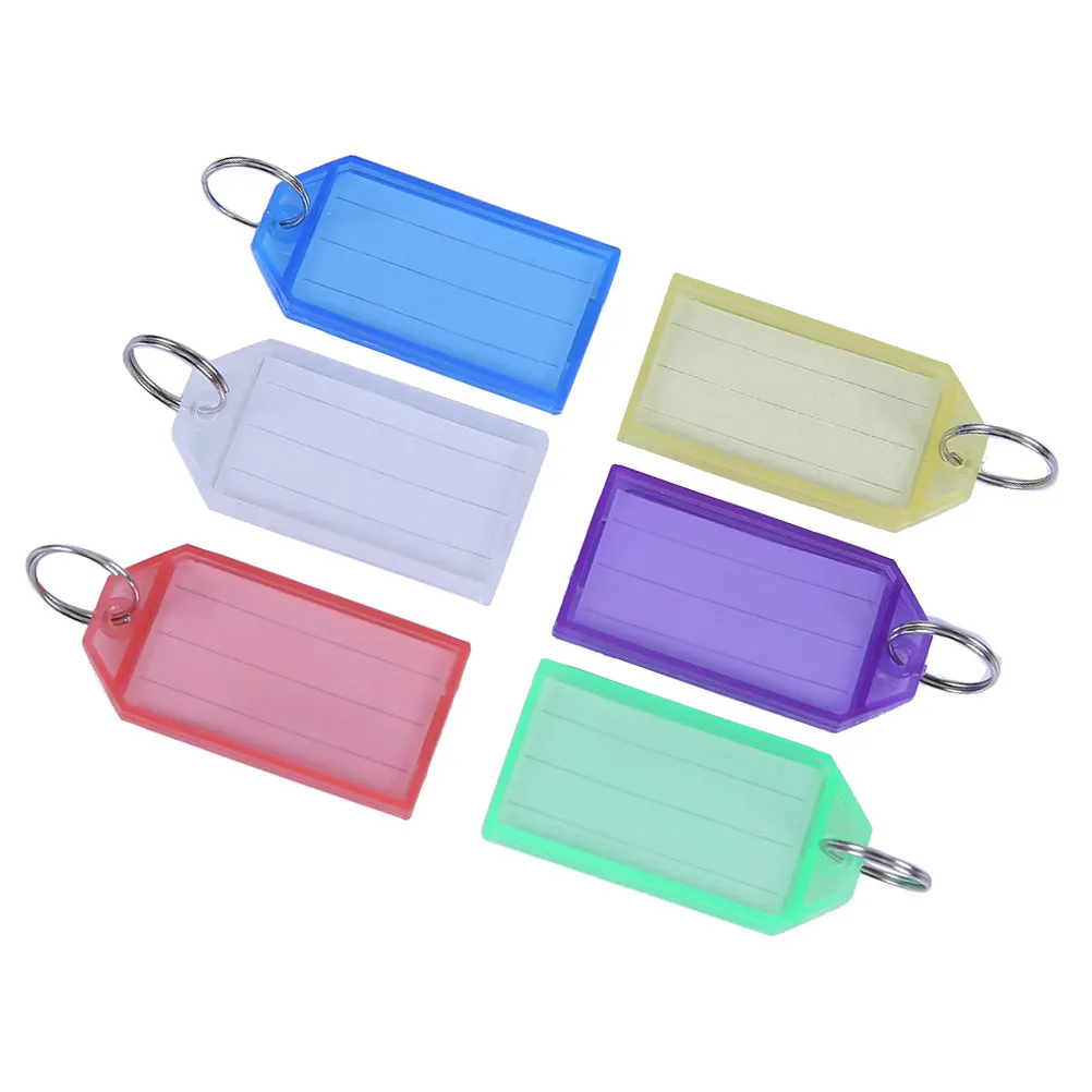 60Pcs Multicolor Plastic Key Fobs Key Id Tags with Paper Inserts and Strong Rings Ideal for Keys Luggage Memory Sticks