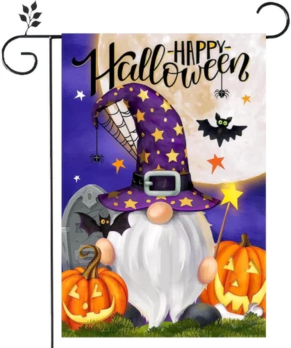 Happy Halloween Gnome Garden Flag 12 x 18 Inch Double Sided,Double Sided Garden