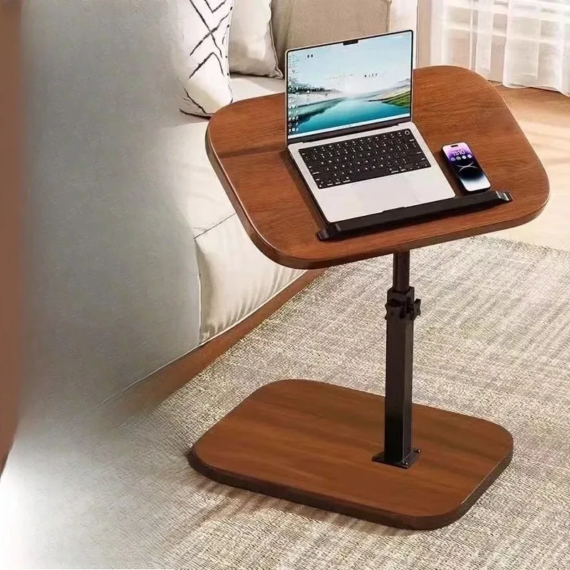 Desk Bedside Study Table Lazy Desk Simple Folding Small Table, Black Rack - Walnut 28 * 45 - Height 45 * 80 Tilt Folding