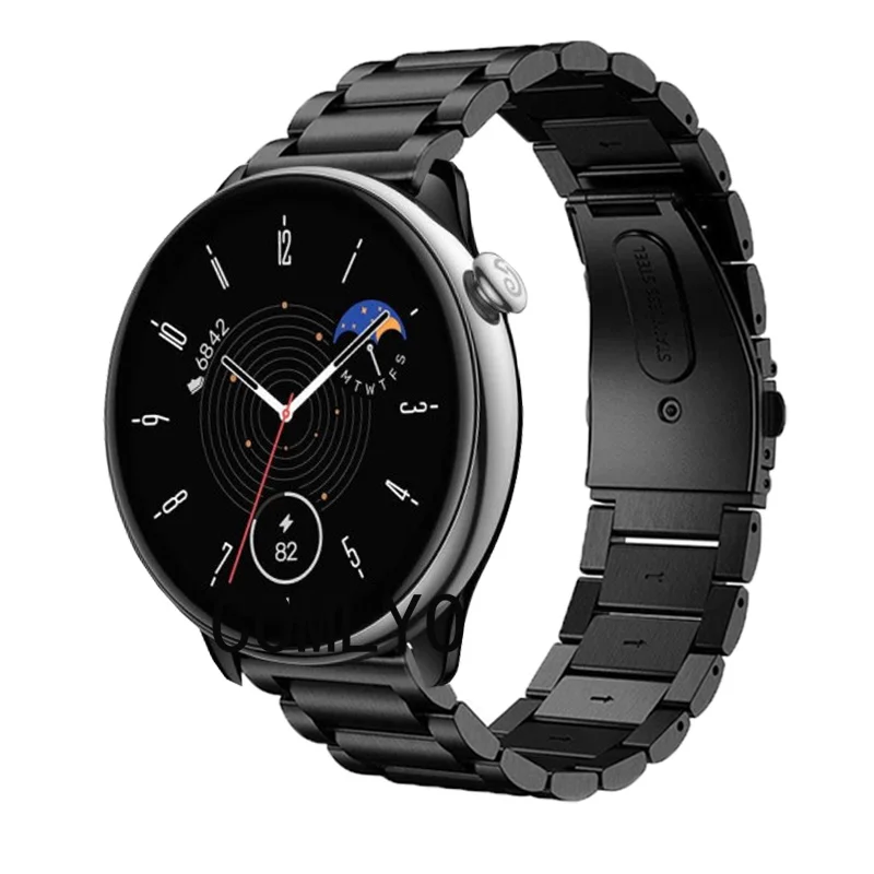 For Amazfit GTR Mini Strap Metal Stainless Steel Adjustable Band Bracelet Luxurious Belt Screen protector film