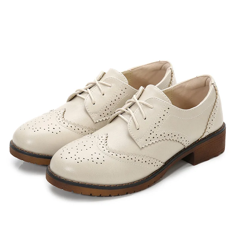 Chaussures Oxford en cuir à talons épais pour femmes, chaussures Oxford à bretelles, bout rond, noir, mocassins décontractés, style britannique, nouveau