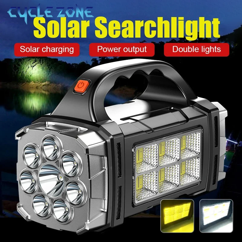

Solar LED Camping Flashlight USB Rechargeable Work Light 4 Lighting Modes Searchlight Portable Camping Light Outdoor Lighting