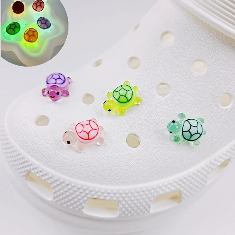 Cute Cartoon Luminous Turtle Shoe Charms - Whole Set DIY Garden Shoe Accessories Designer Shoe Decoration for Girls Gift