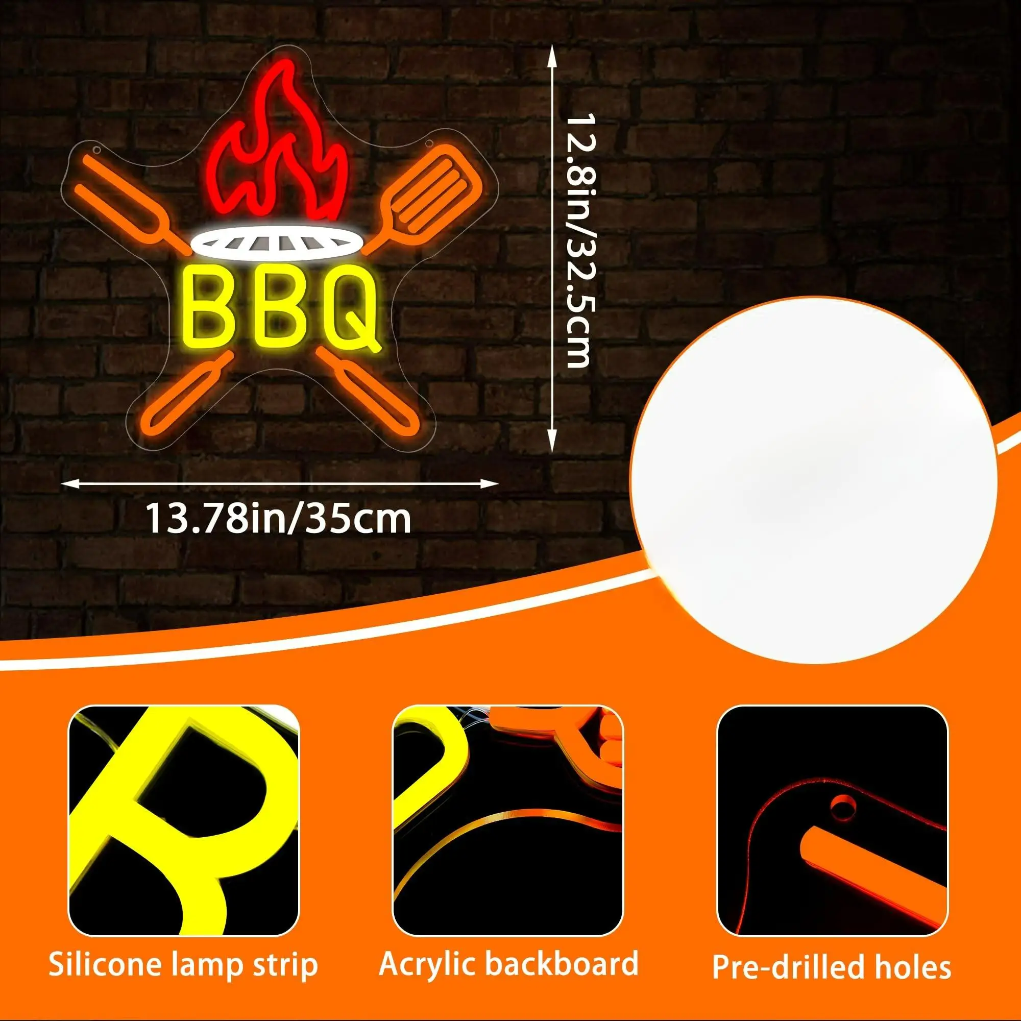 

Неоновая вывеска BBQ с USB-питанием, диммируемые светодиодные светильники для мужской комнаты, летних праздников, вечеринок с барбекю, декора для магазинов, баров, ресторанов, ночник, подарки