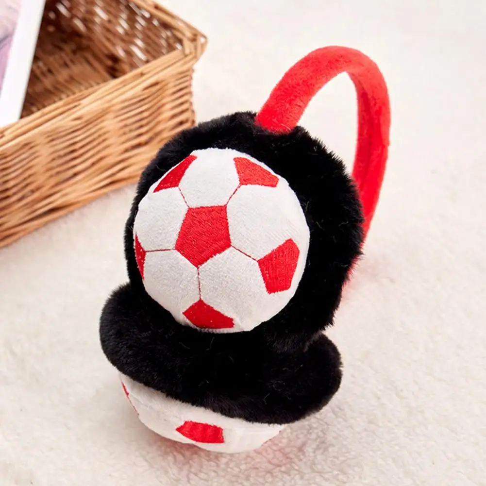 Plush earmuff elástico adorável ajustável antiderrapante macio inverno vestindo design de futebol leve orelha muff ao ar livre