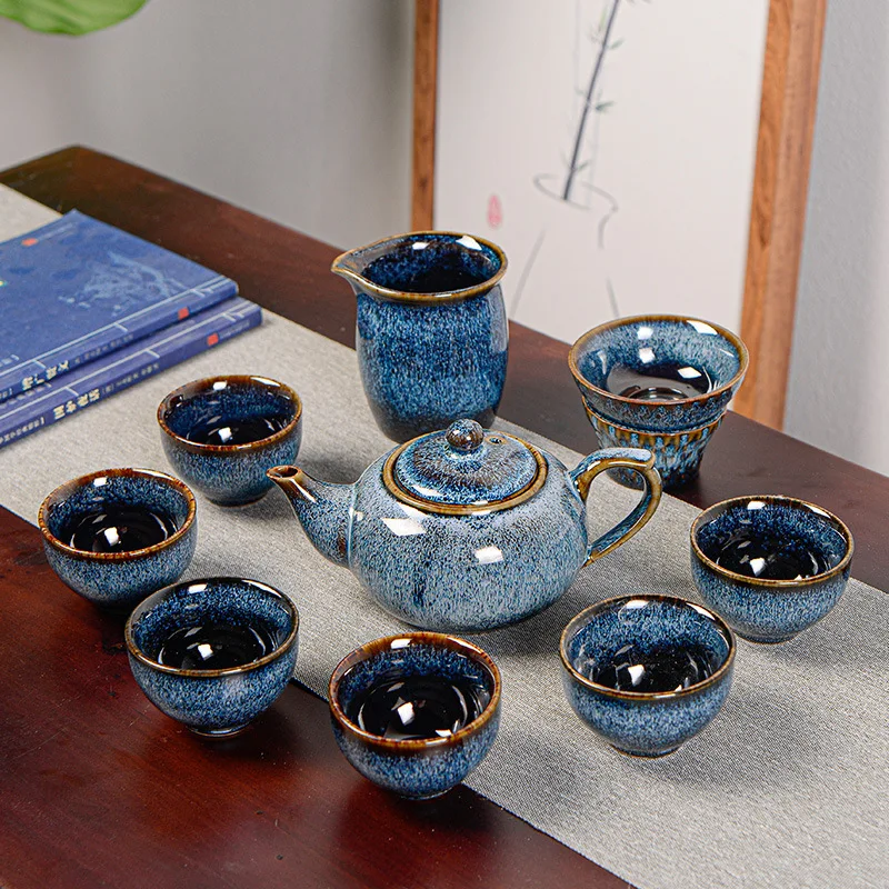 New Creative Kiln Transformation Building Cup Gulong Brushed Tea Set Kung Fu Ceramic Teapot Teacup