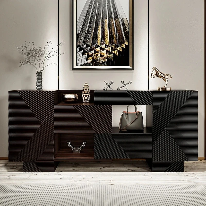 

light luxury walnut dining side , antique storage , villa entrance porch cabinet, foyer shoe cabinet