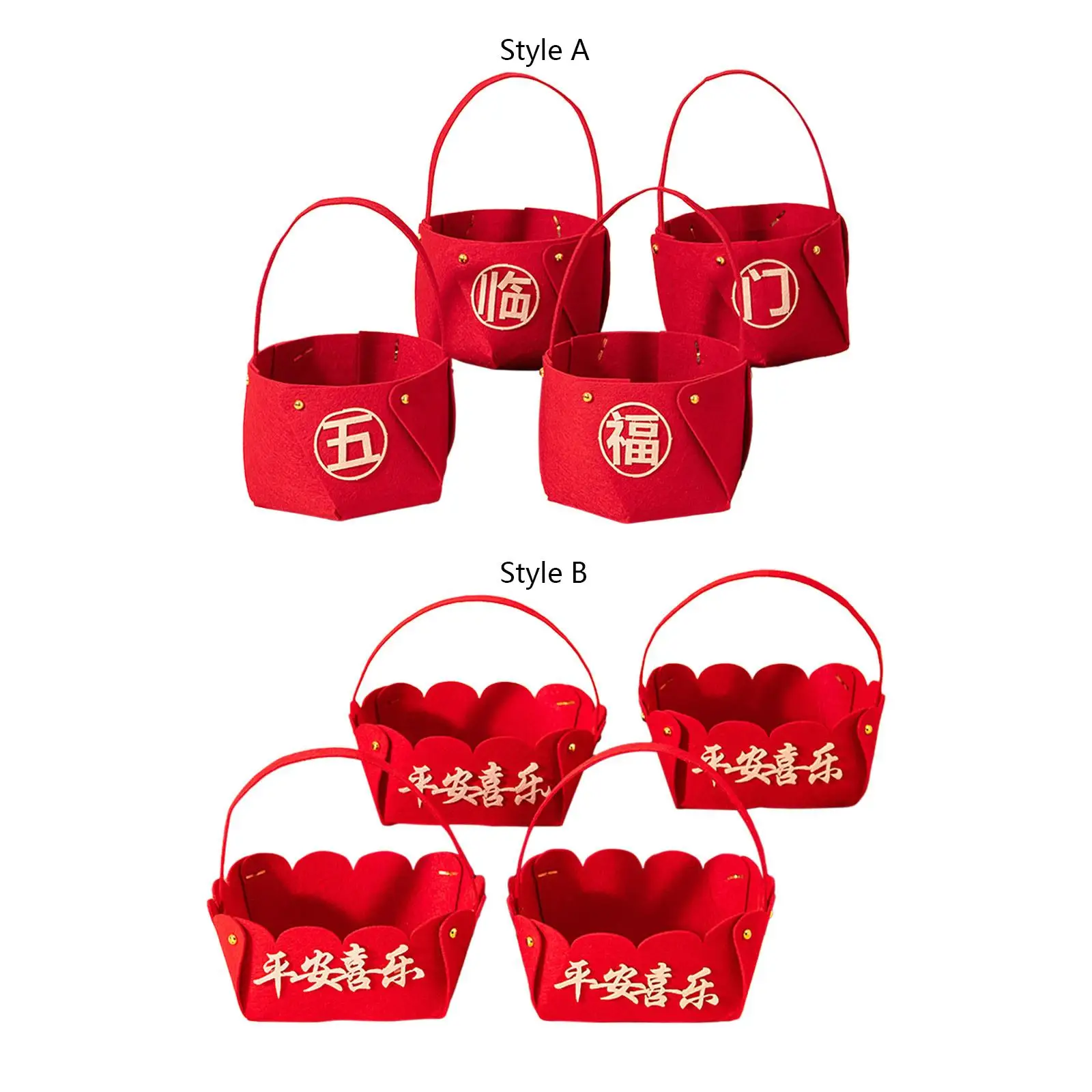 4x DIY Chinese New Year Dried Fruit Baskets Set Hand Basket Ornament Lucky