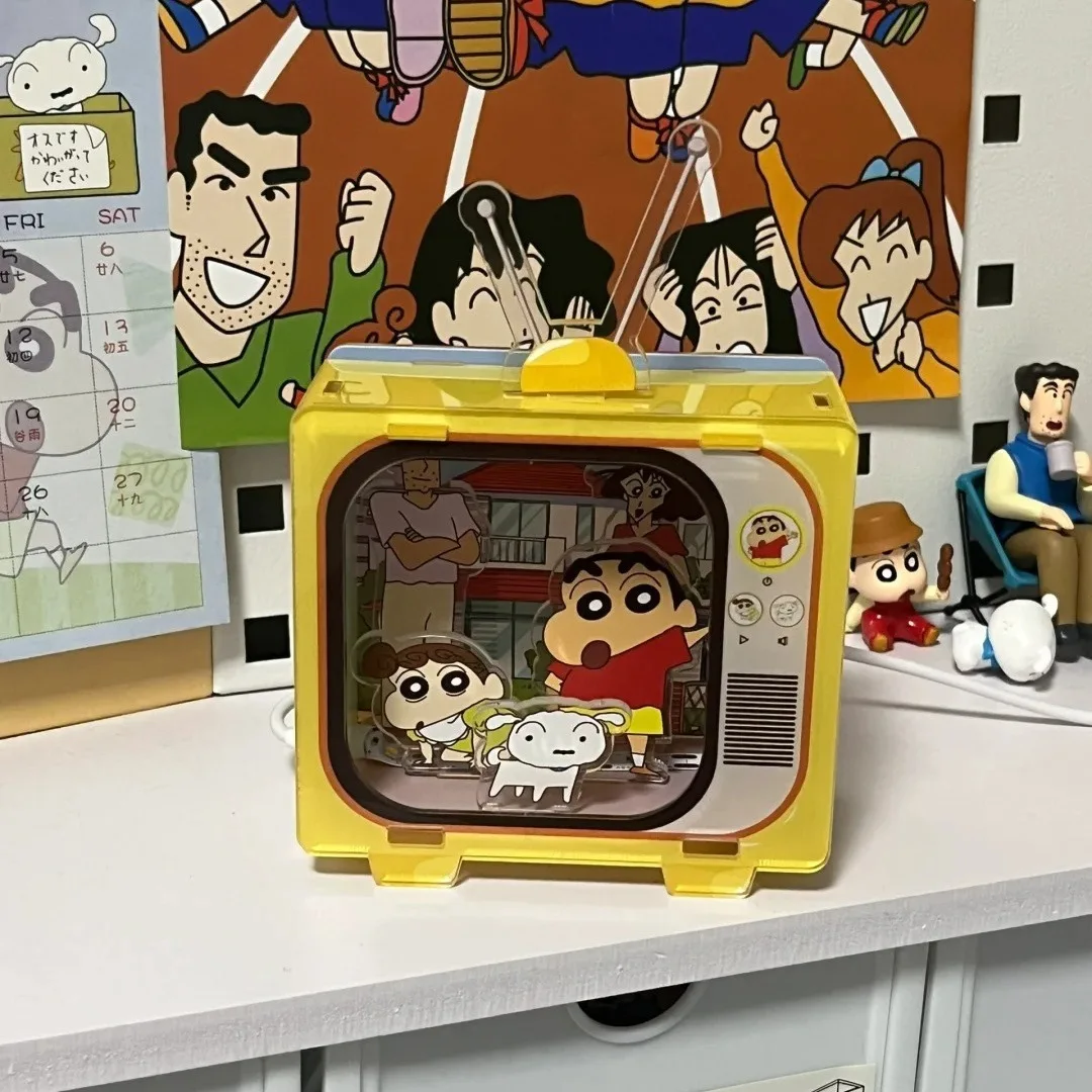 Crayon Shin chan Diy figuras de Anime luz nocturna acrílica de dibujos animados lindo dormitorio adornos de luz niños niñas regalos