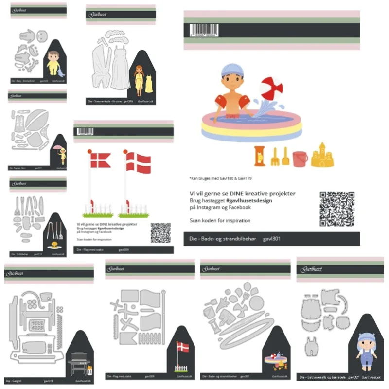 Rainwear Bathing Beach Flag med stakit Grill children Baby cloth Metal Cutting Die Silicone Stamp Scrapbooking Stencil Photo DIY