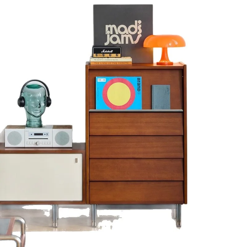 

Retro solid wood chest of drawers, lockers, simple household medium and ancient style small apartment, living room side cabine