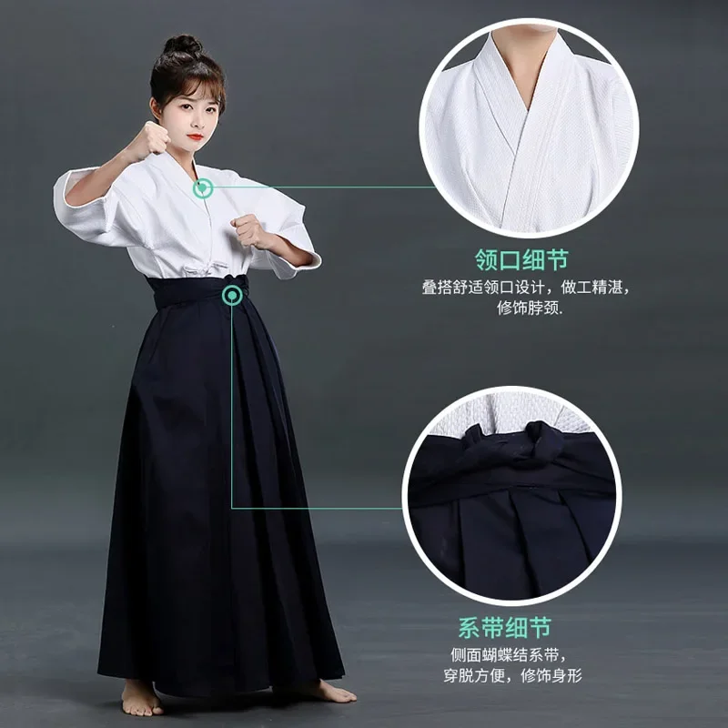 100%Cotton Japan Kendo Aikido Hapkido Martial Arts Clothing Sportswear Hakama Martial for Mens Women Traditional Clothing