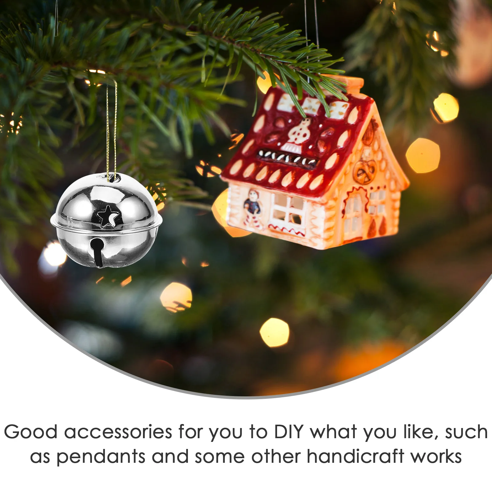 6 Pcs Mini Metal Bells Diy Jingle Bells Pendant Christmas Tree Hanging Bells Xmas Bell Ornaments 5cm Wind Chime Bell Pendants