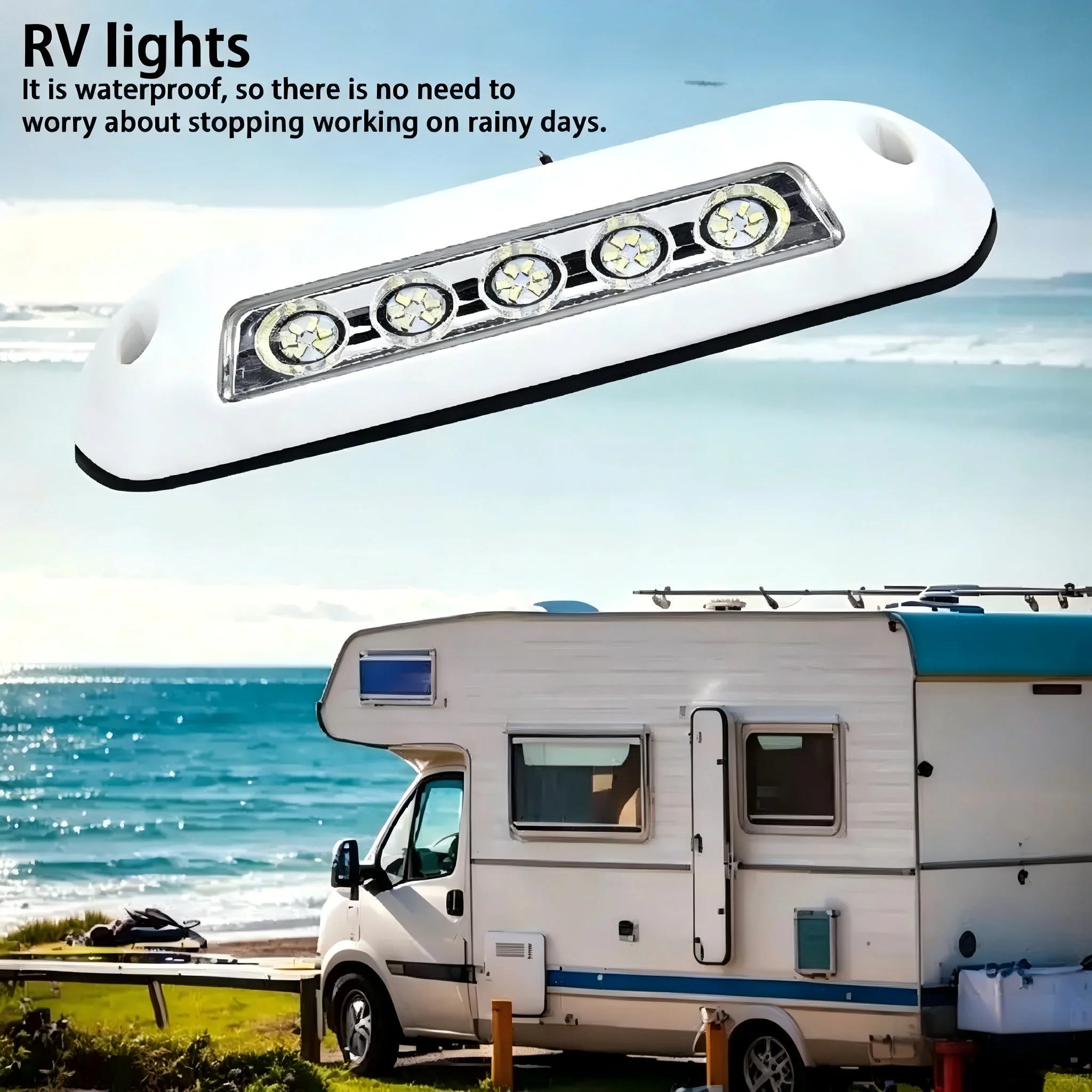 12V/24V Waterproof RV Awning Light, LED Porch Lamp for Motorhome Caravan Camper Van Trailer, Outdoor Exterior Wall Light for Cam
