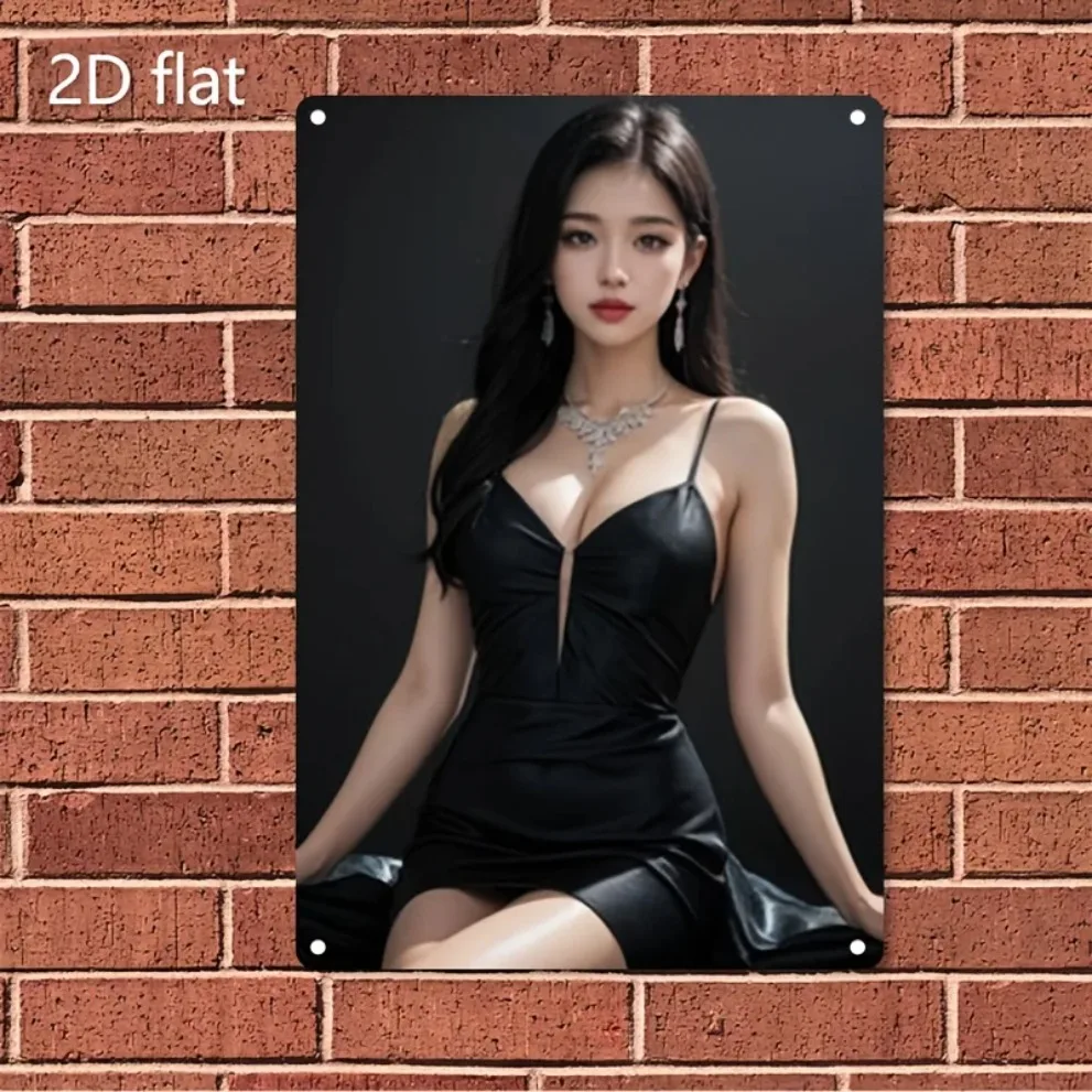 Blonde and Redhead Women in Fashionable Outfits Posing Together in Shopping Mall 2D Flat HD Metal Picture Wall Art Decor for Bed