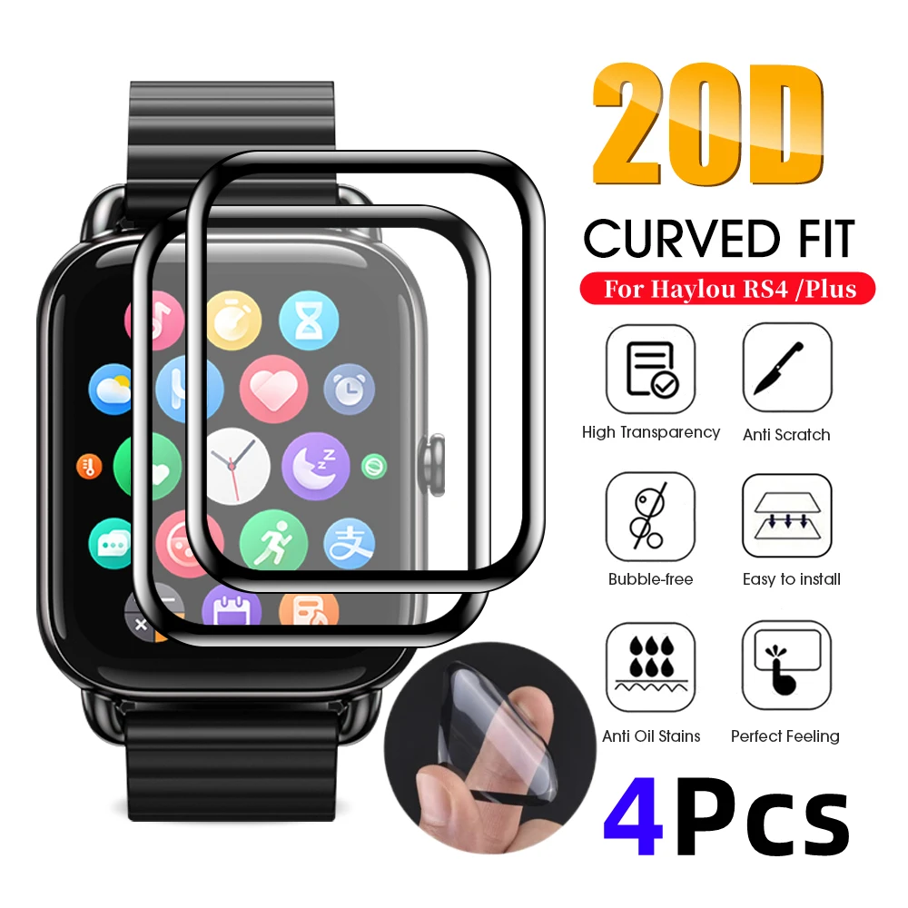 Para haylou rs4/rs4 plus protetor de tela smartwatch borda curvada ls12 capa de filme macio para haylou rs4 plus filmes acessórios