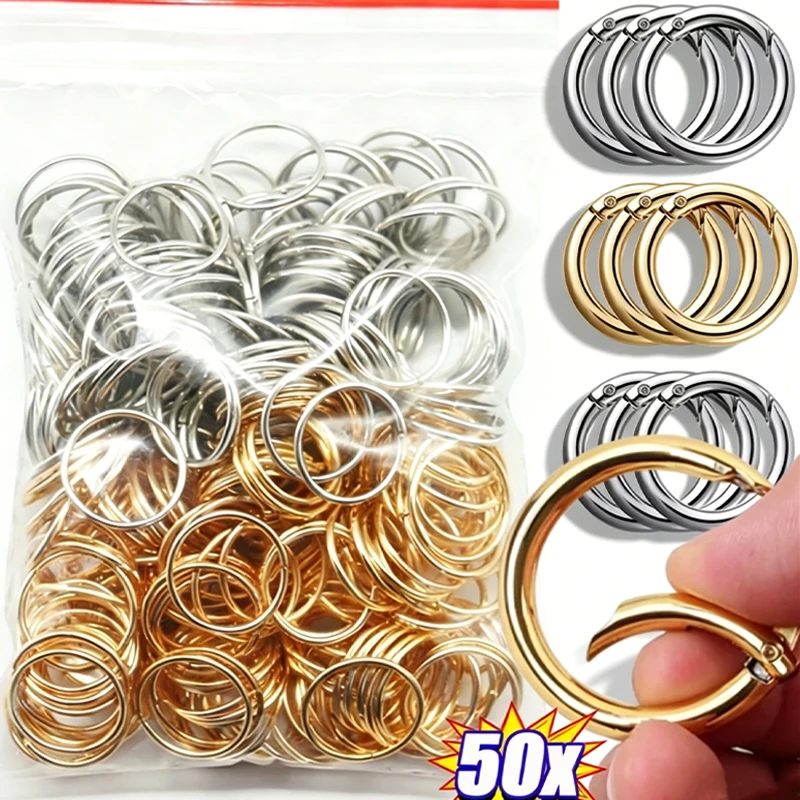 10/50pcs Metal O Ring Spring Clasps for DIY Jewelry Openable