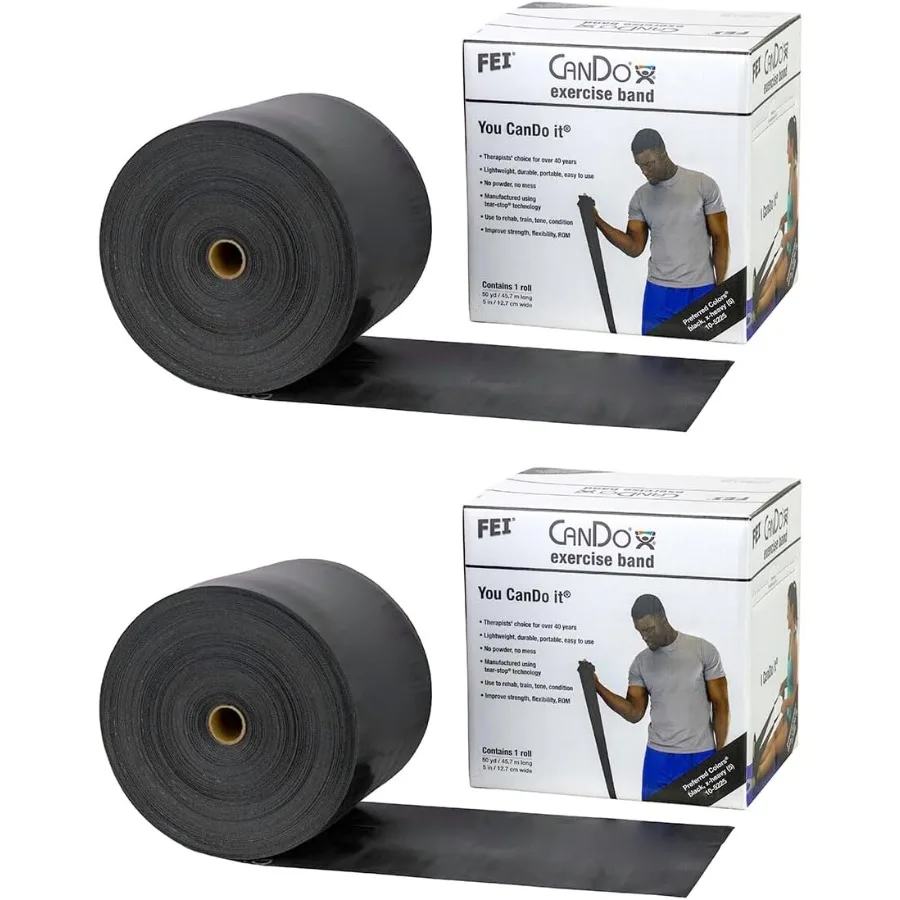 

Exercise Band Black 100 Yard Pack of 2 for Resistance Training Strength Workout Elastic Bands Fitness Equipment