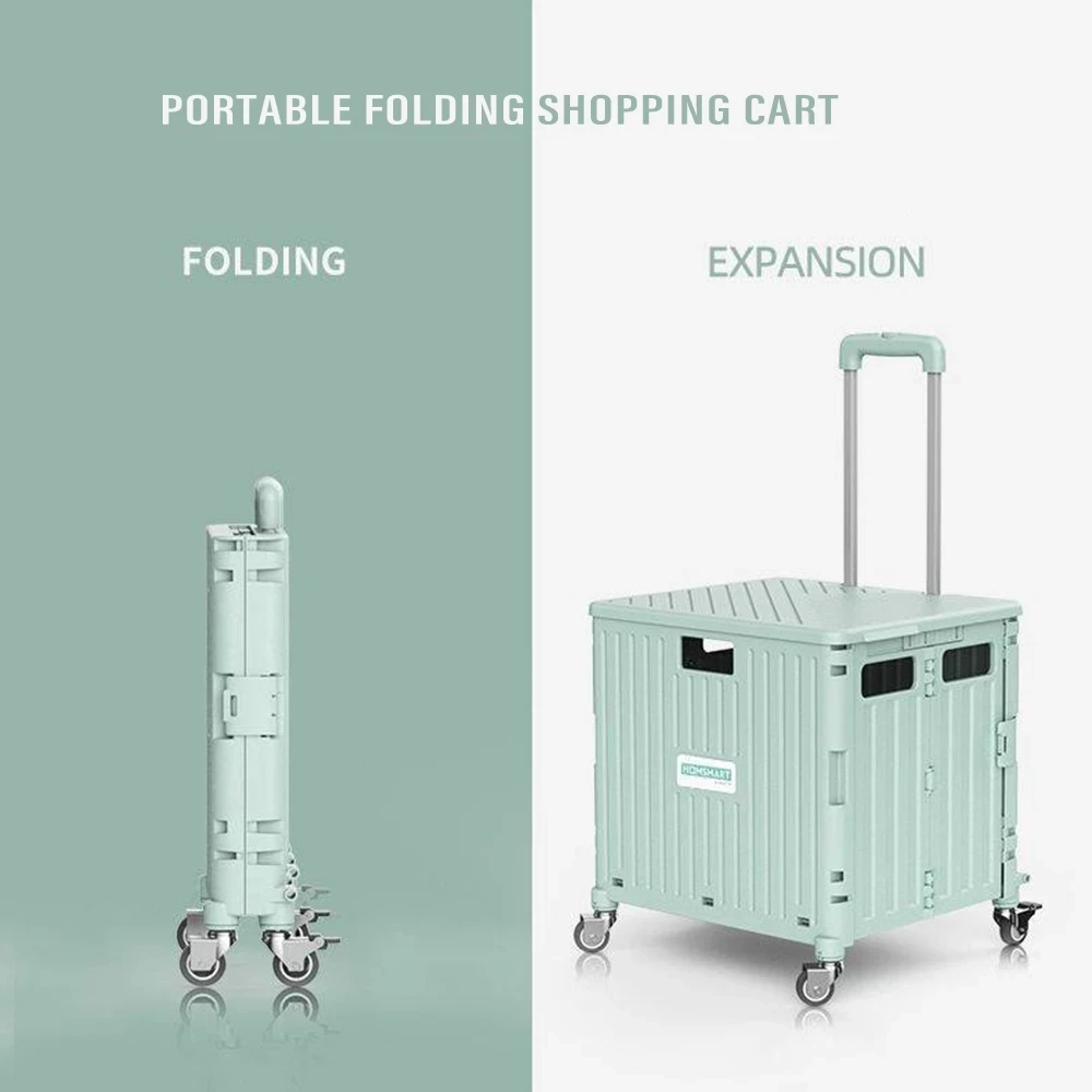 

Supermarket Portable Folding Shopping Cart Grocery Shopping Cart 360 Degree Universal Wheel Plastic Trolley Cart Trolley