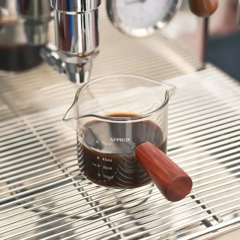 Double Pour Spout Heat Resistant Glass Measuring Cup Coffee Cup High Borosilicate Glass 75ml Espresso Transfer Cup Milk Cup