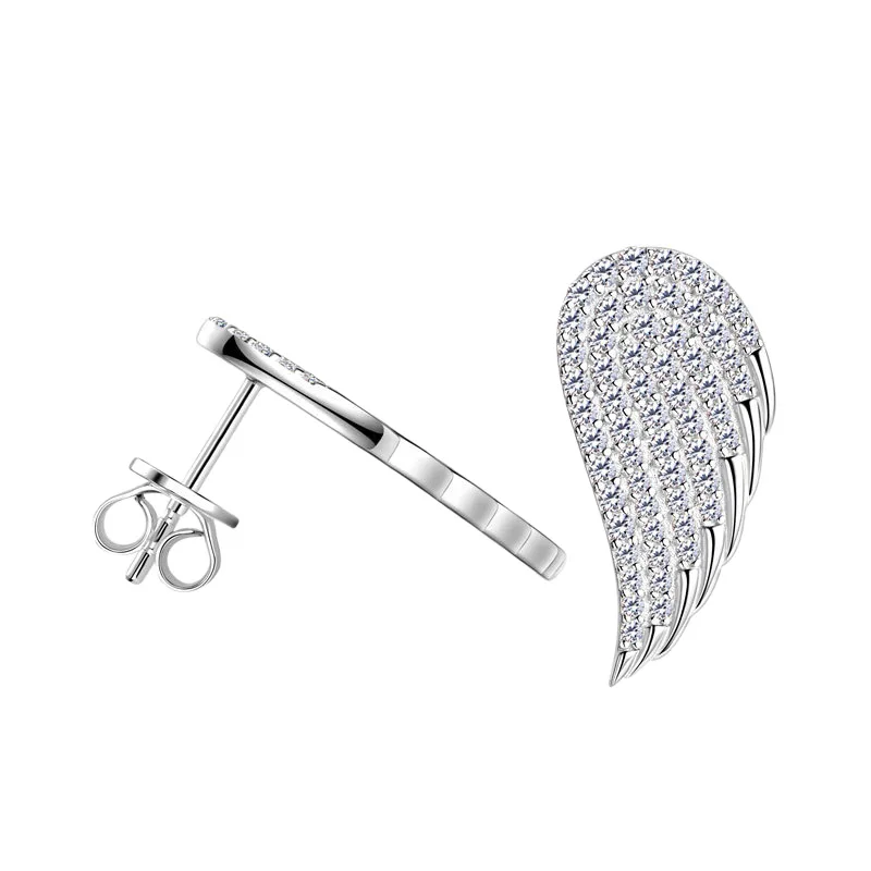 

Moissanite earrings design sense niche stud earrings light luxury wings S925 sterling silver earrings