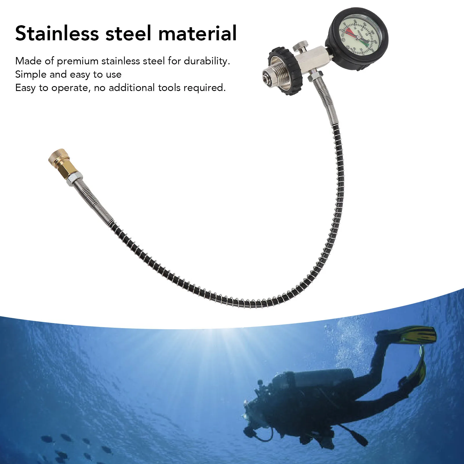 محول اسطوانة الغاز للغوص DIN صمام خزان كبير إلى زجاجات صغيرة محول متين وسهل الاستخدام لقياس ضغط الغوص