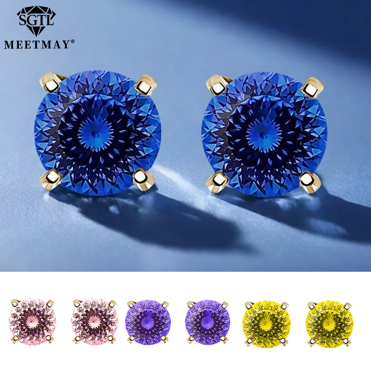 

S925 sterling silver sparkle bird's nest cut Tanzania blue Cubic Zirconia earrings for women fine jewelry hypoallergenic
