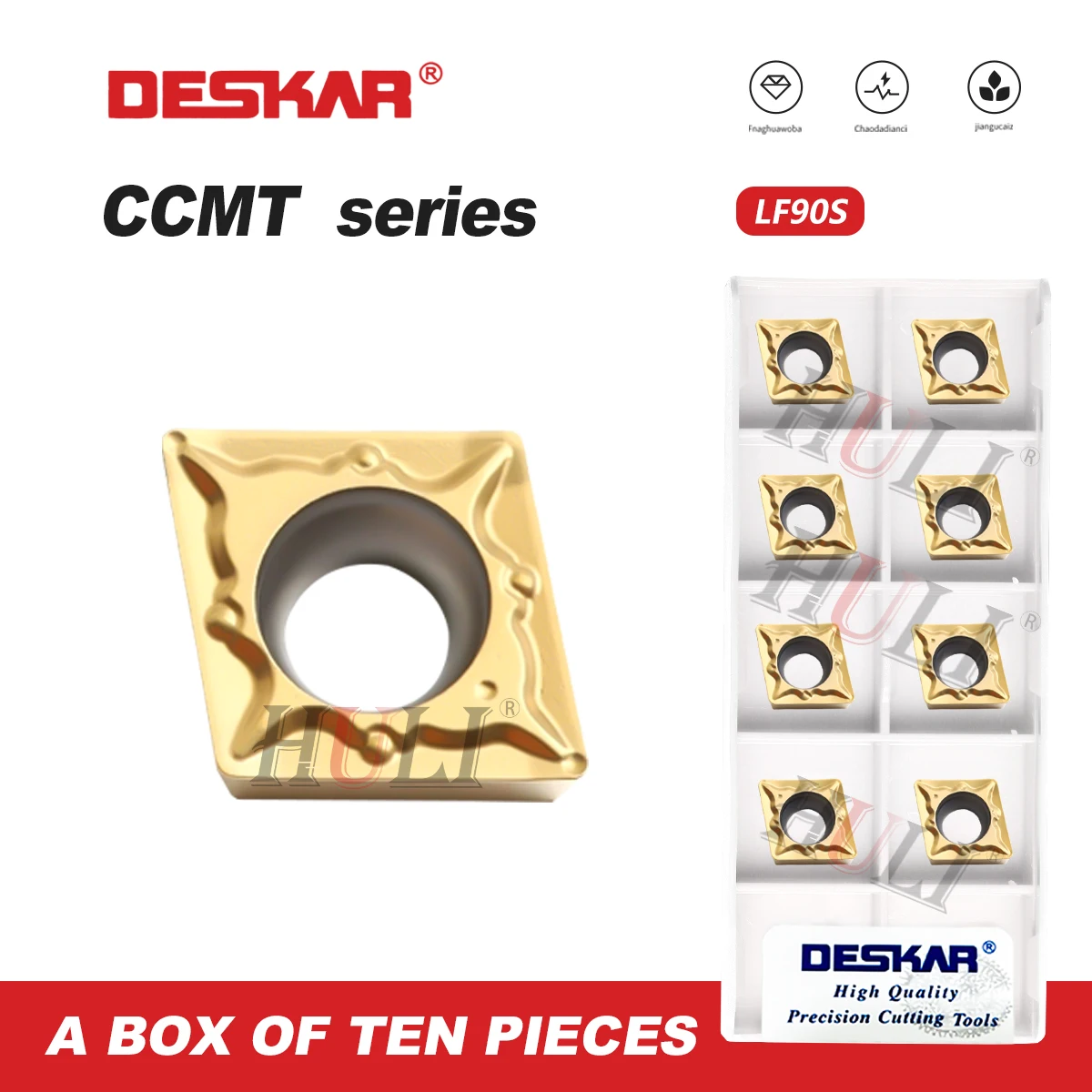 

DESKAR CNC lathe Numerical Control CCMT09T304-FG LF90S Ceramic Series Turning tools Cutting Tools Used For Processing Steel Part