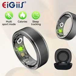 EIGIIS 2024 New Smart Ring Blood Oxygen Heart Rate Monitor IP68 Waterproof Bluetooth-Compatible5.0 for Men Women for Android IOS