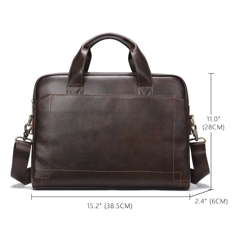 Men's Leather Handbag Head Layer Cowhide Briefcase Leather Laptop Bag Business Bag