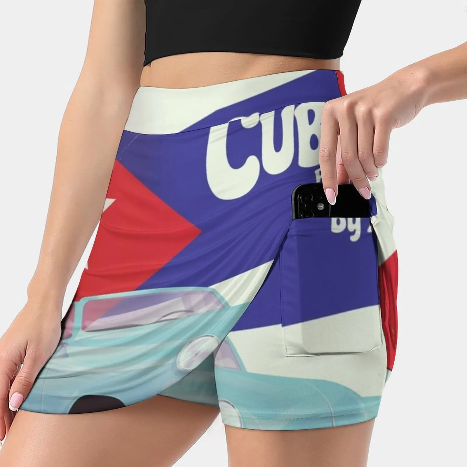 Cuba By Air Women's skirt Mini Skirts A Line Skirt With Hide Pocket Cuba By Air Cuban Car Classic Car Auto Old Car Old Vintage