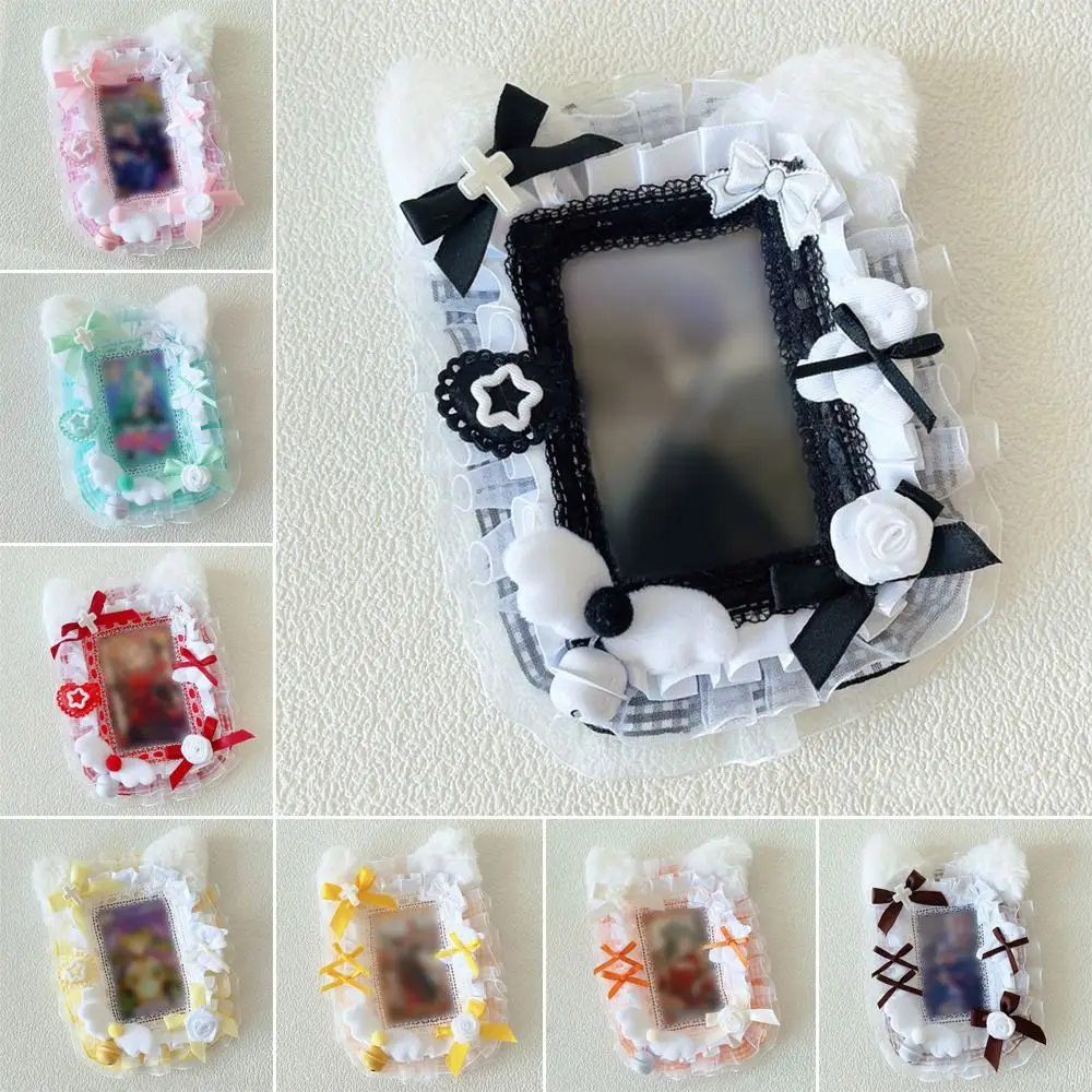 الحلو البوليستر حامل البطاقة الدانتيل Kawaii معرف الائتمان حالة الصورة بطاقة شارة حامل صور ديكور