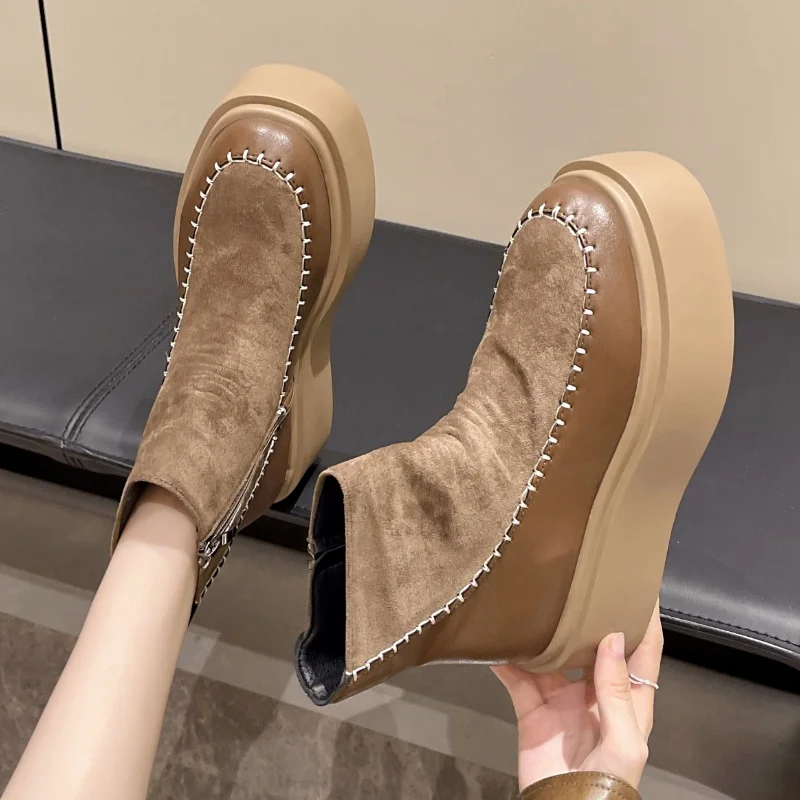 

Suede Flats Platform Snow Ankle Boots Woman Shoes Winter New Comfort Walking 2025 Trend Fashion Sneakers Casual Walking Botas