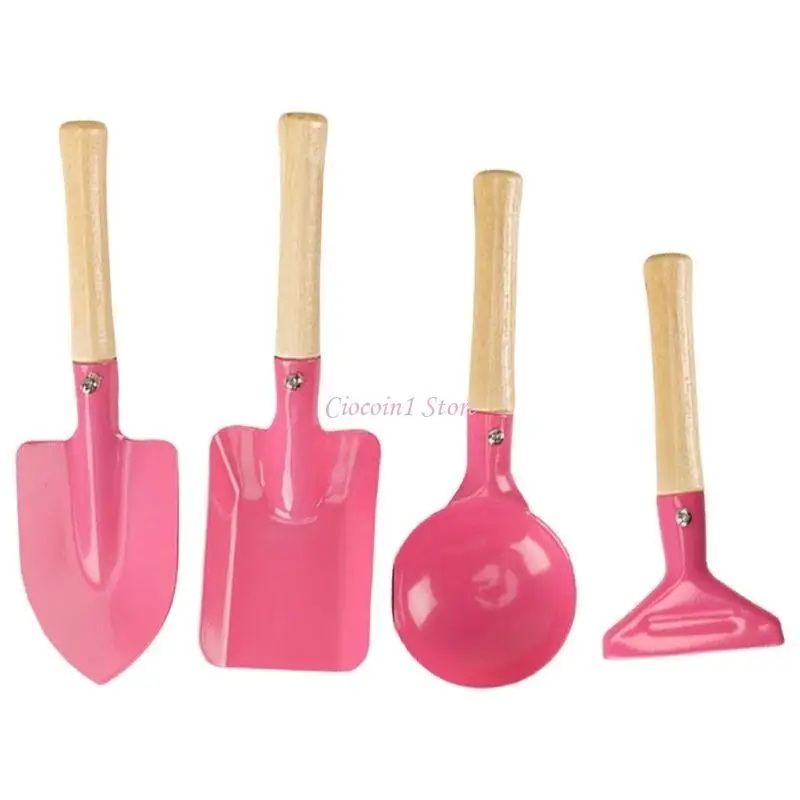 مجموعة أدوات رمل للأطفال من Y1UB أدوات مجرفة البستنة مع مقبض خشبي للعب آمن وممتع #4