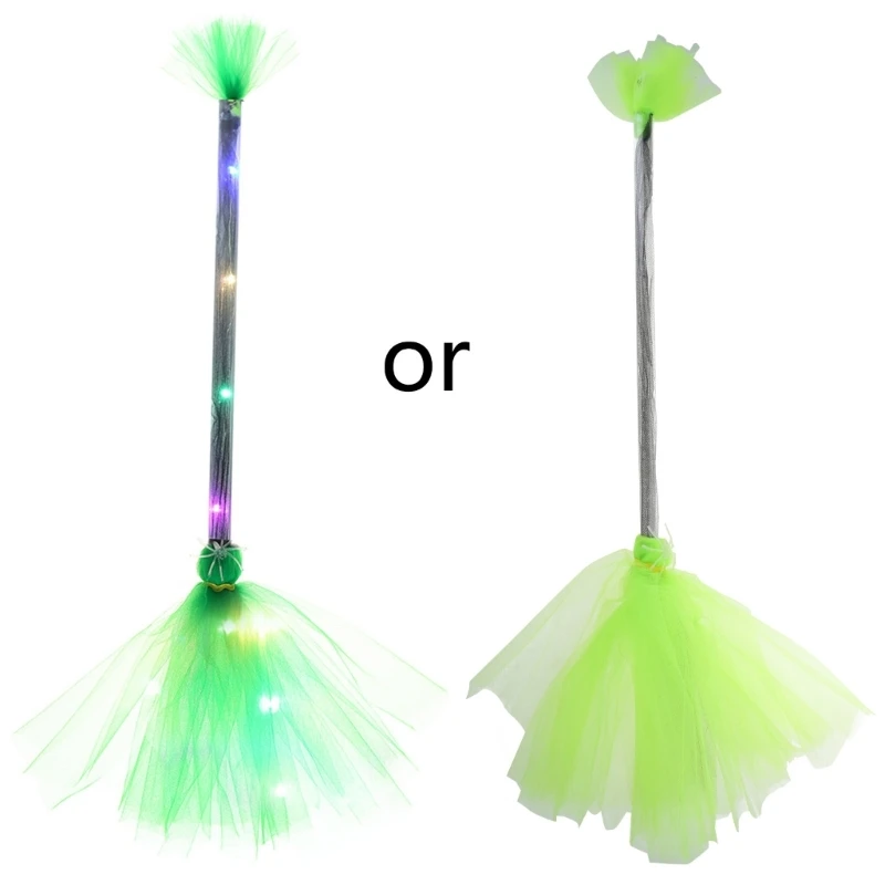 Halloween Decorations Witch Broom with LED Lights Props Children Cosplay Gift