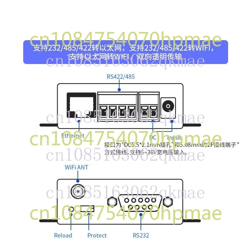 Serial Server RS232/485/422 to WiFi and Ethernet DTU Networking Communication Equipment Hf2211