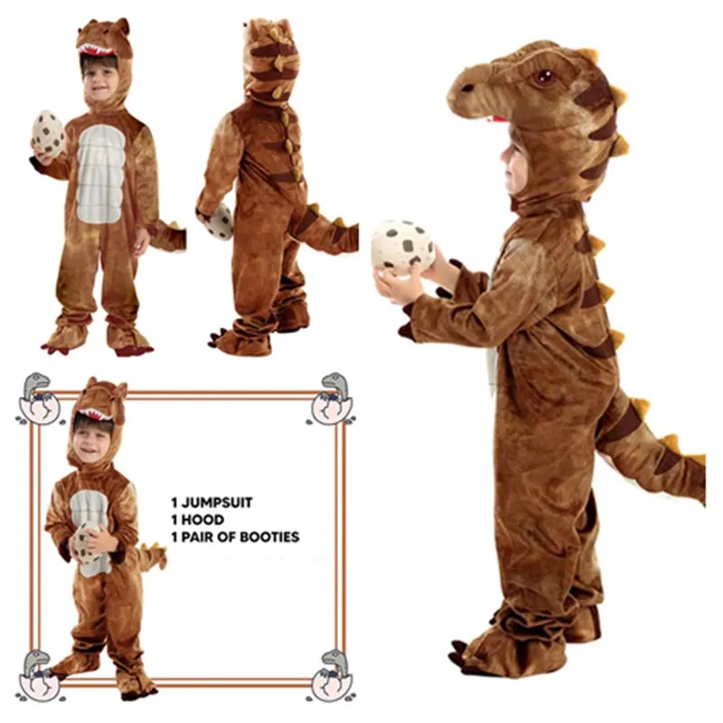 

Cartoon Dinosaur Cosplay Costume Children Kids Hooded Jumpsuit Stage Performance Clothes Outfits Halloween Carnival Party Suit