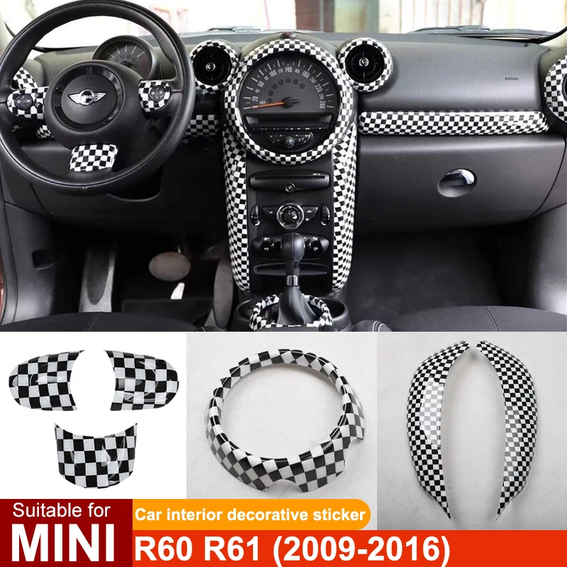 For MINI ONE Cooper S JCW R55 R56 R60 R61 Car Steering Wheel Cover Gear Shift Panel Decorative Sticker Modification Accessories