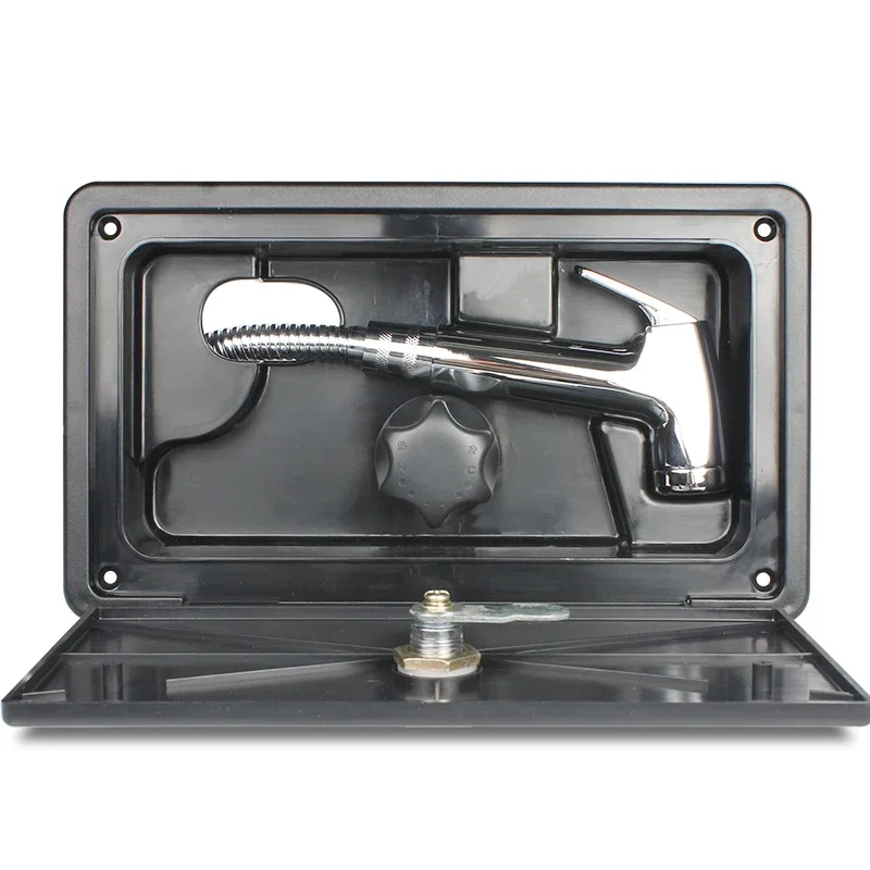 RV Motorhome Accessories Black RV Exterior Shower Box Outdoor Exterior Adjustable Hot and Cold Water Shower Set