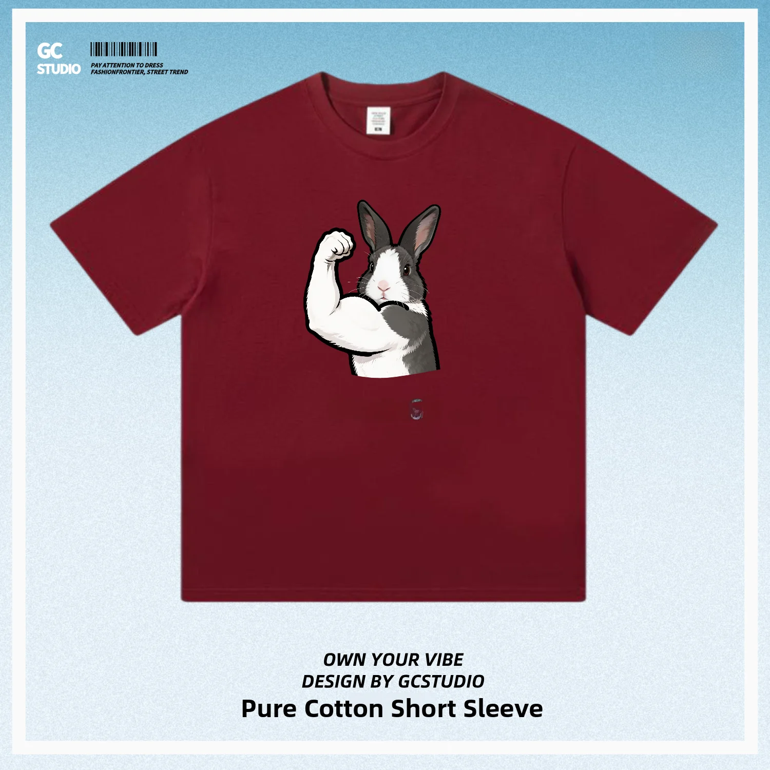 Unisex Pure Cotton Short Sleeve Fitness Bunny Print T-Shirt Breathable Sporty Cute Pet Design Universal Fit Spring Fashion
