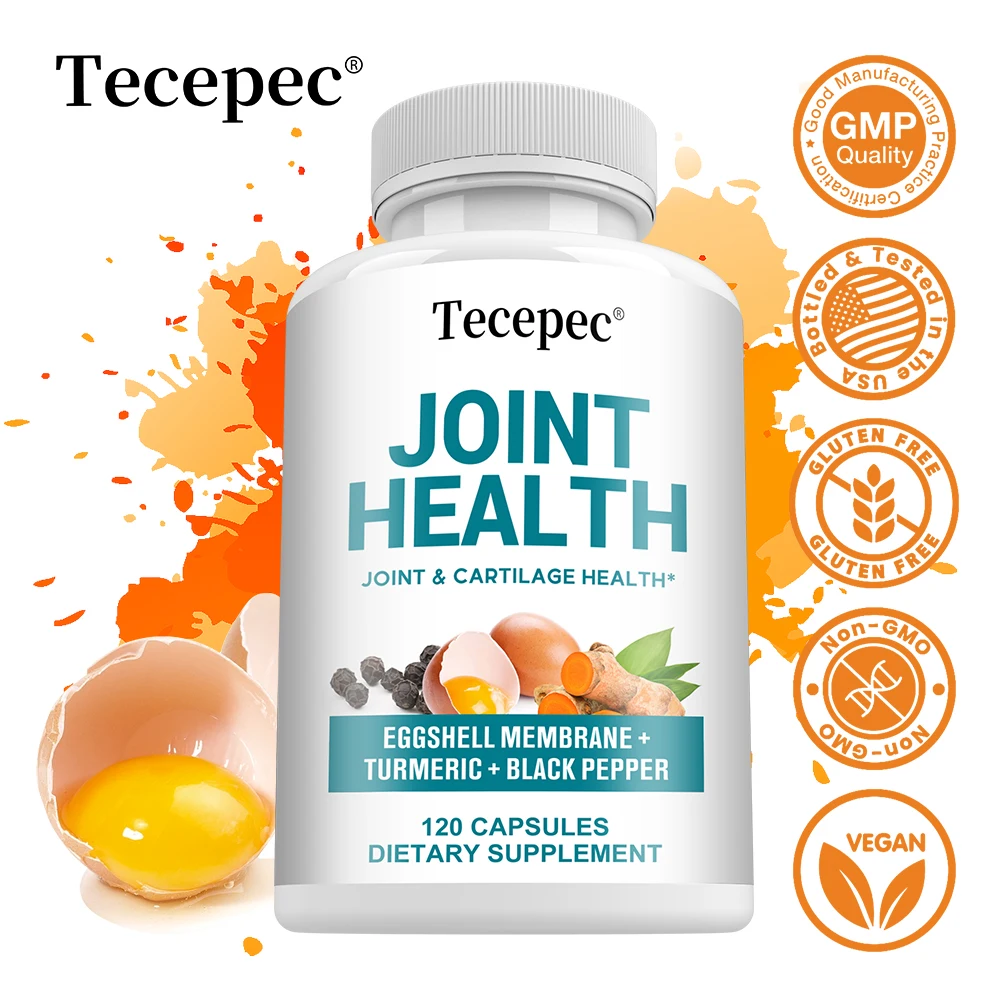 

Добавка для здоровья суставов, содержит мембрану из яичной скорлупы, куркума, черный перец, способствующая здоровье суставов, хряща и костей, без GMO