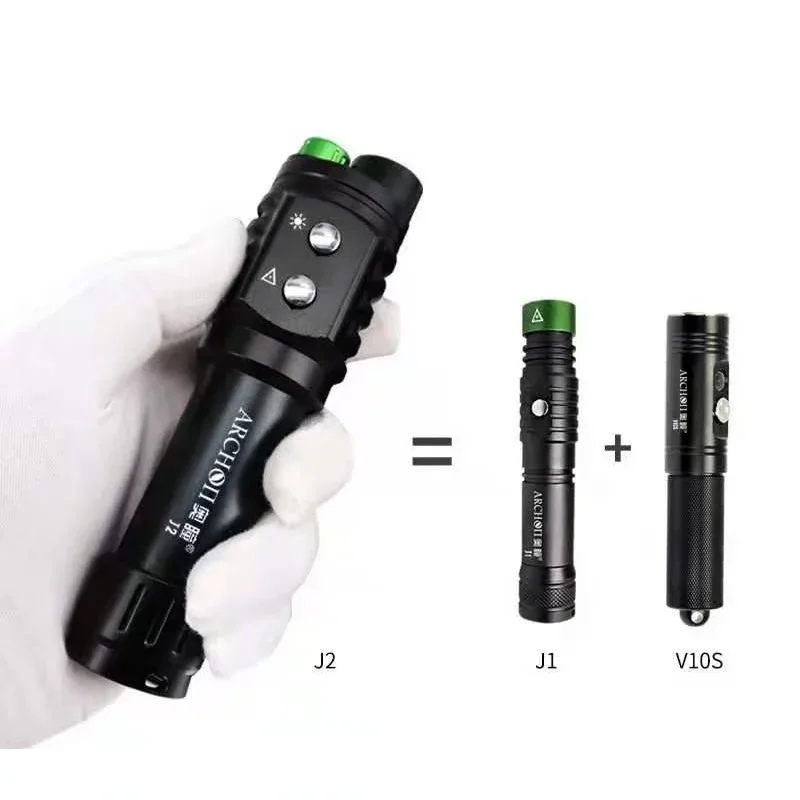 ARCHON J2 Diving LED Flashlight 1000 Lumens Torch Light Underwater 100m by Rechargeable 21700 5100Mah Battery for Self Defense