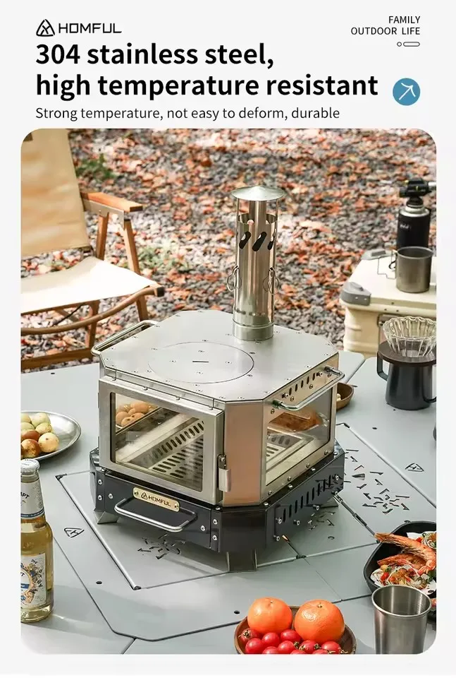 HOMFUL Portable Firewood Stove Home Heating Wood Burning Portable Outdoor Camping Cooking Equipment Complete Set