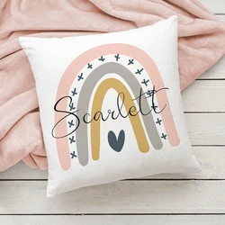 Personalised Rainbow Pillow Case Custom Cushion Cover Adult Children Name Customize Pillowcase Home Housewarming Birthday Gifts