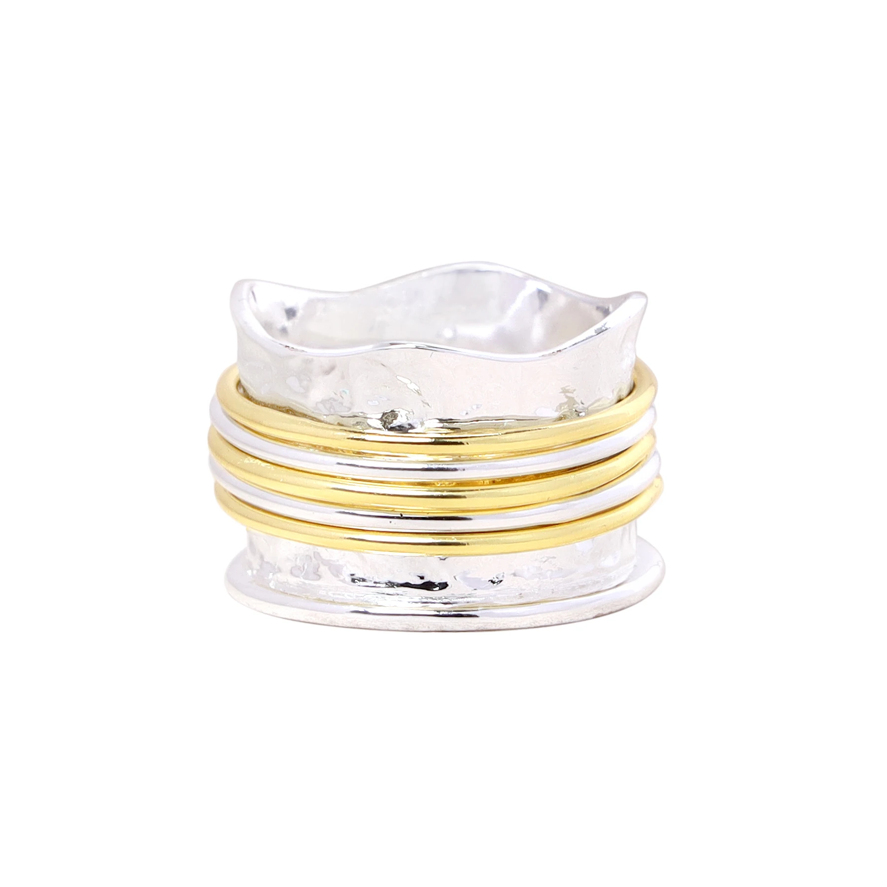 Handmade Two-Tone Wave Spinner Ring Fashion Spinner Ring for Women