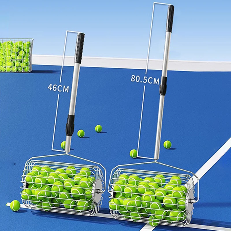 Verstelbare Tennisbal Picker Artefact Grote Capaciteit Tennis Plukapparaat Roestvrij Stalen Ballen Hopper Draagbare Sportonderdelen