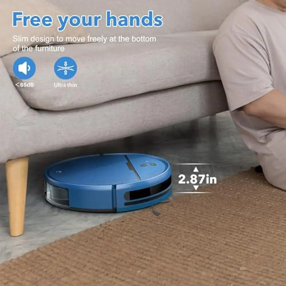 2-in-1 Robot Vacuum and Mopping Cleaner WiFi/App Compatible Up to 2300Pa Suction Smart Voice Control Slim Design Intelligent