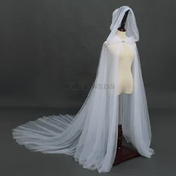 Summer Wedding cape wedding cloak Bride shawl Women Hood Tulle Cape Maxi Soft Mesh Cloak coat adult Bridal Wrap Customized