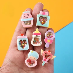 10 sztuk Kawaii żywica Mini magiczny kij z koralikami planarne ozdoby z płaskim tyłem figurka miniaturowe akcesoria urok domek dla lalek DIY